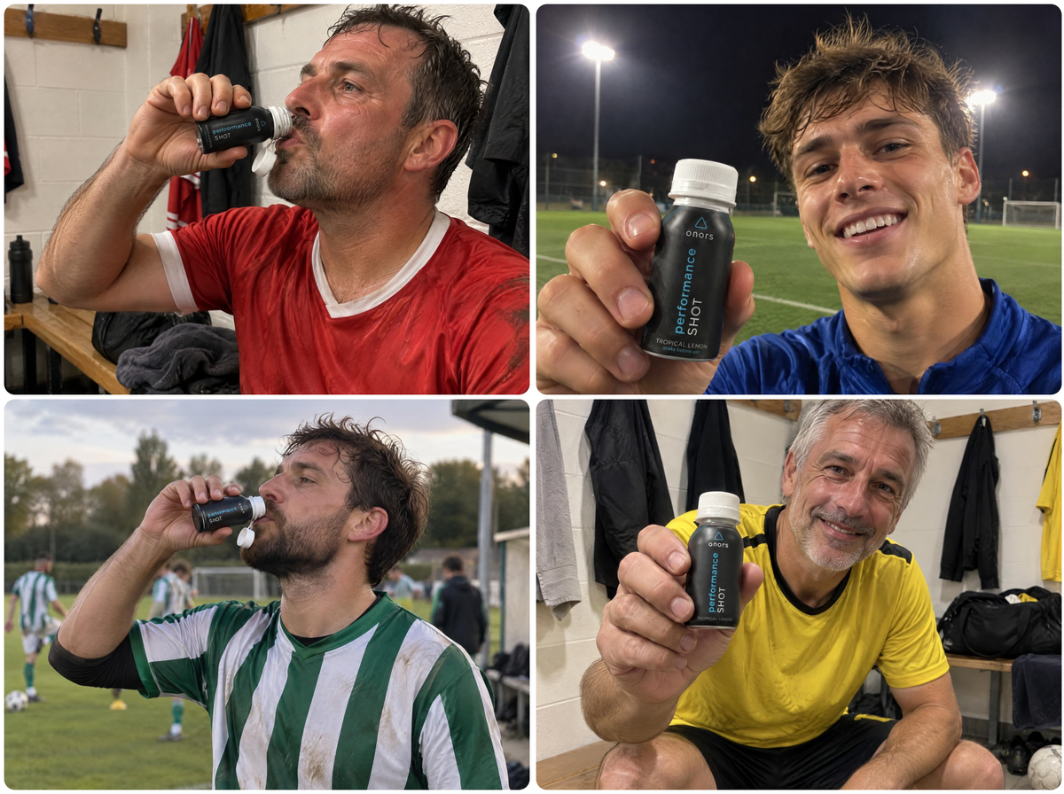 Amateurfußballer verschiedener Altersstufen mit dem onors Performance Shot
