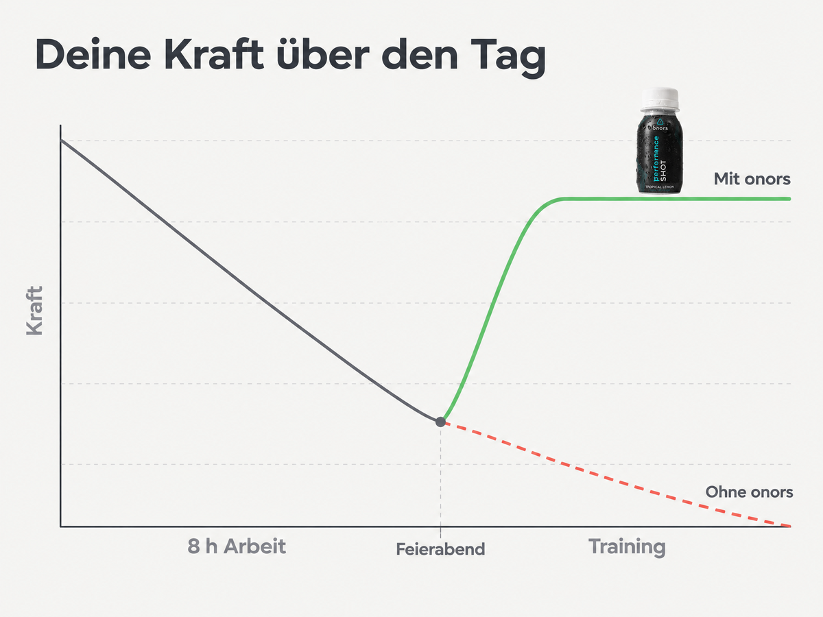 Grafik: Deine Kraft über den Tag – mit und ohne onors