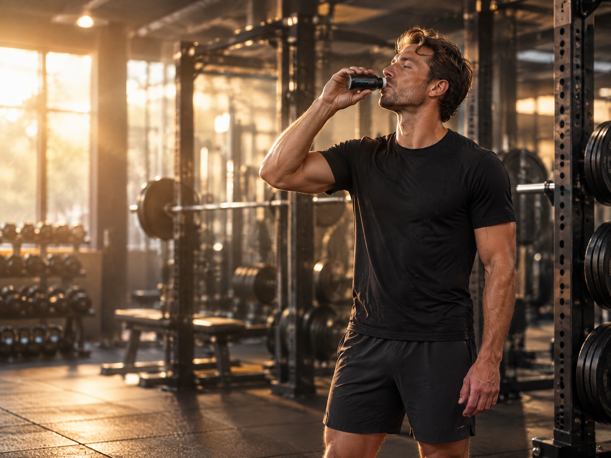 Sportler trinkt den onors Performance Shot im Gym