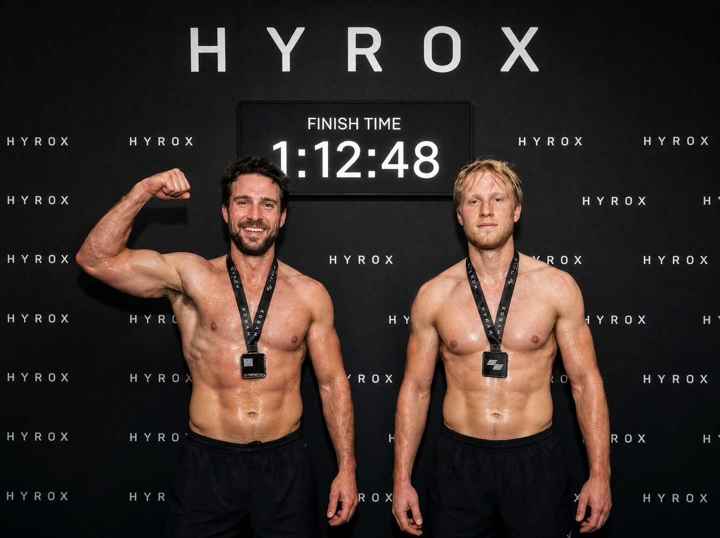 Zwei HYROX-Athleten mit Finish Time 1:12:48