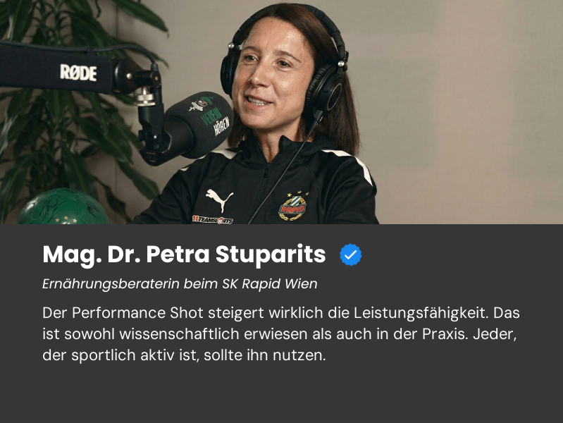 Mag. Dr. Petra Stuparits, Ernährungsberaterin SK Rapid Wien, über den Performance Shot